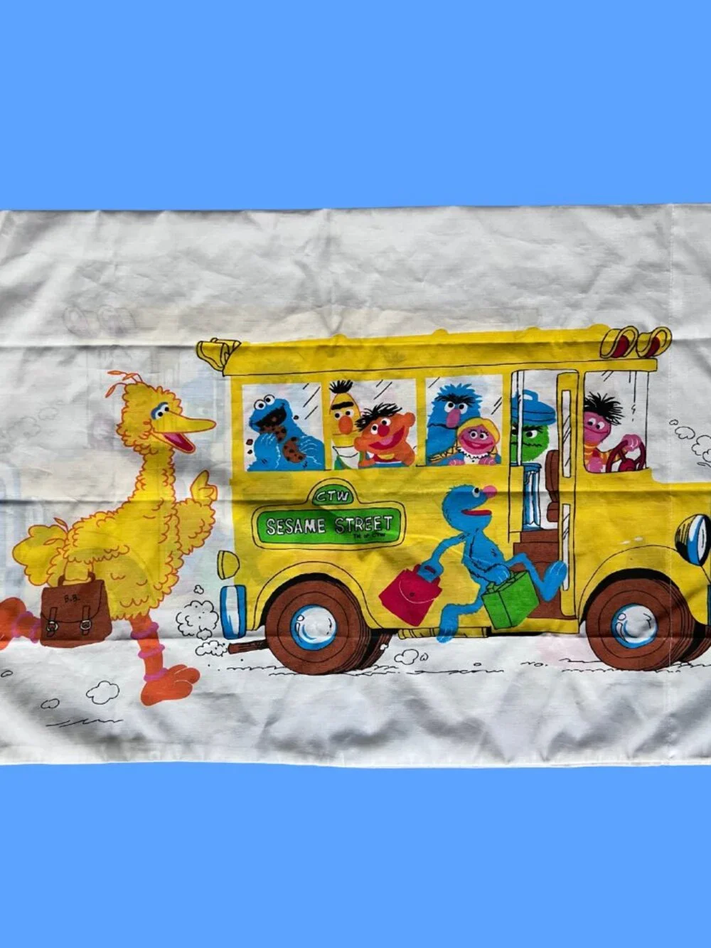 Vintage Sesame Street School Bus Pillow Case | CTW Childrens Television Workshop